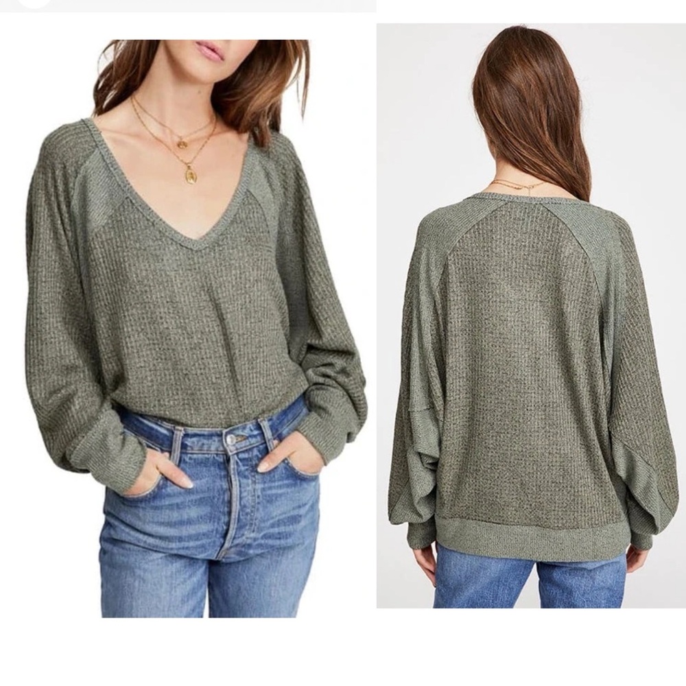 We The Free Free People Santa Clara Thermal Top Women's Size Small‎ Green